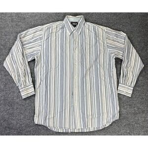 Vintage South Pole Shirt Mens Large Button Up Blue White Stripe Authentic